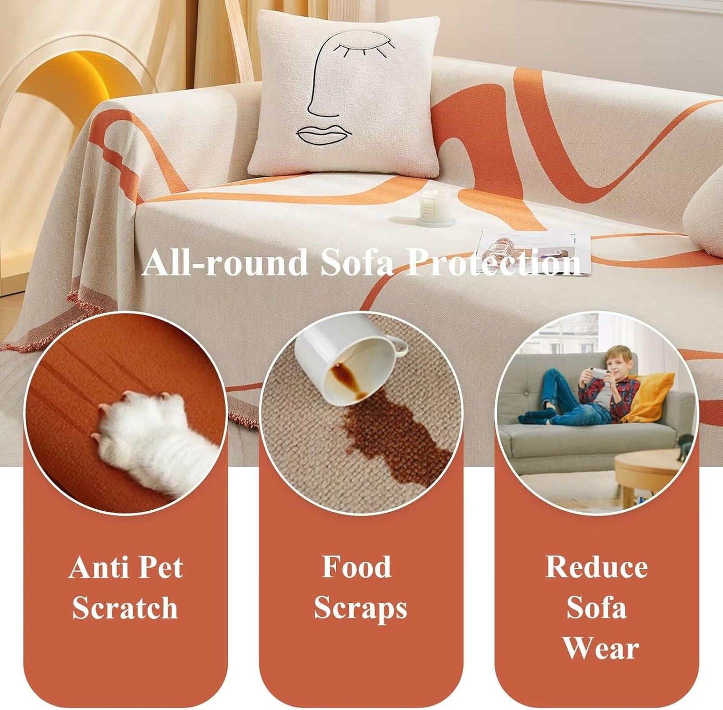 ZENLIV Boho Sofa Covers for Pets Protector Furniture Covers