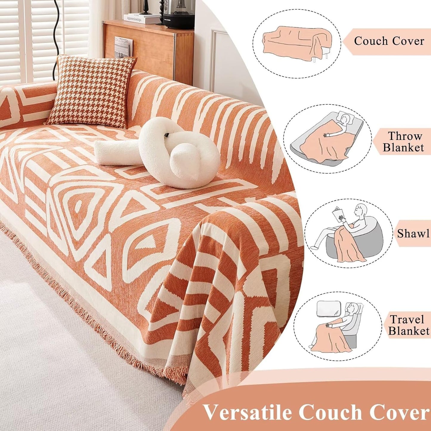 ZENLIV Boho Sofa Covers for Pets Protector Furniture Covers, Fitted furniture covers