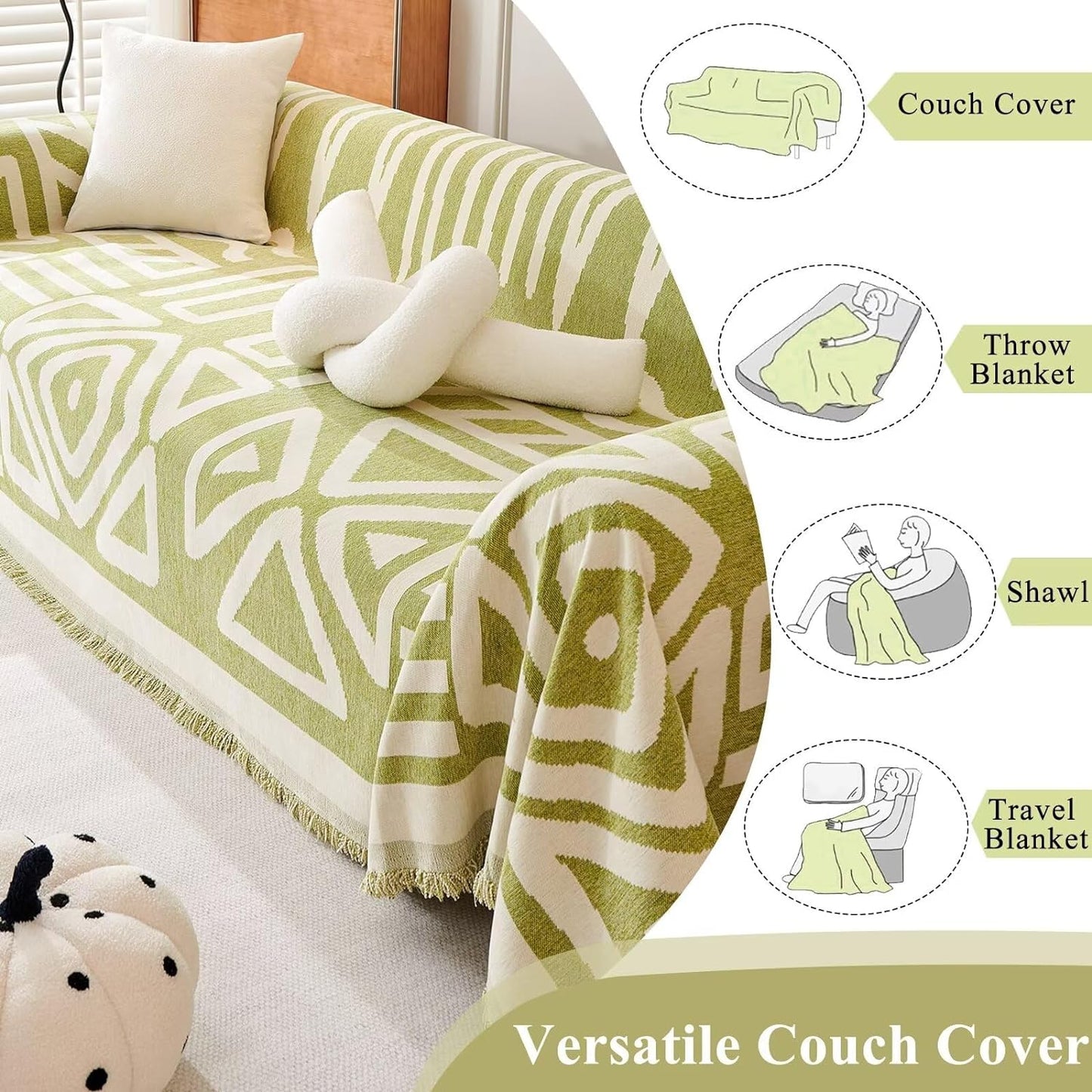 ZENLIV Boho Sofa Covers for Pets Protector Furniture Covers