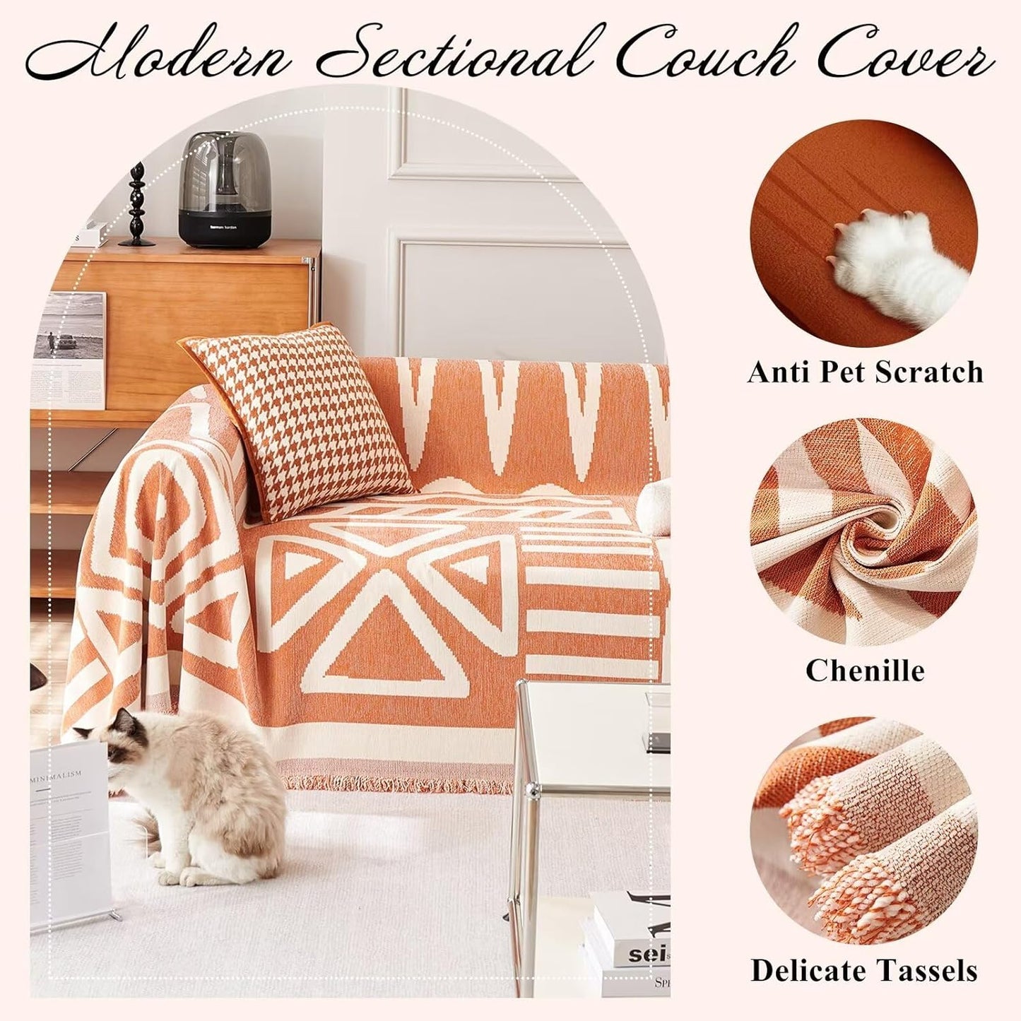 ZENLIV Boho Sofa Covers for Pets Protector Furniture Covers, Fitted furniture covers